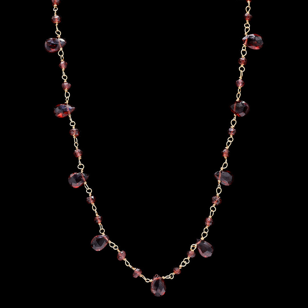 Rose Quartz Drops with Garnet Beads Necklace