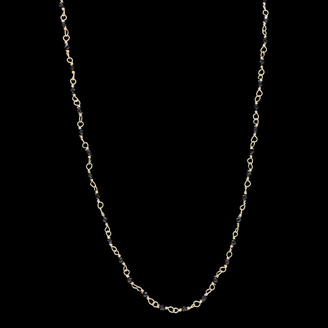 BLACK SPINEL BEADS NECKLACE 3MM
