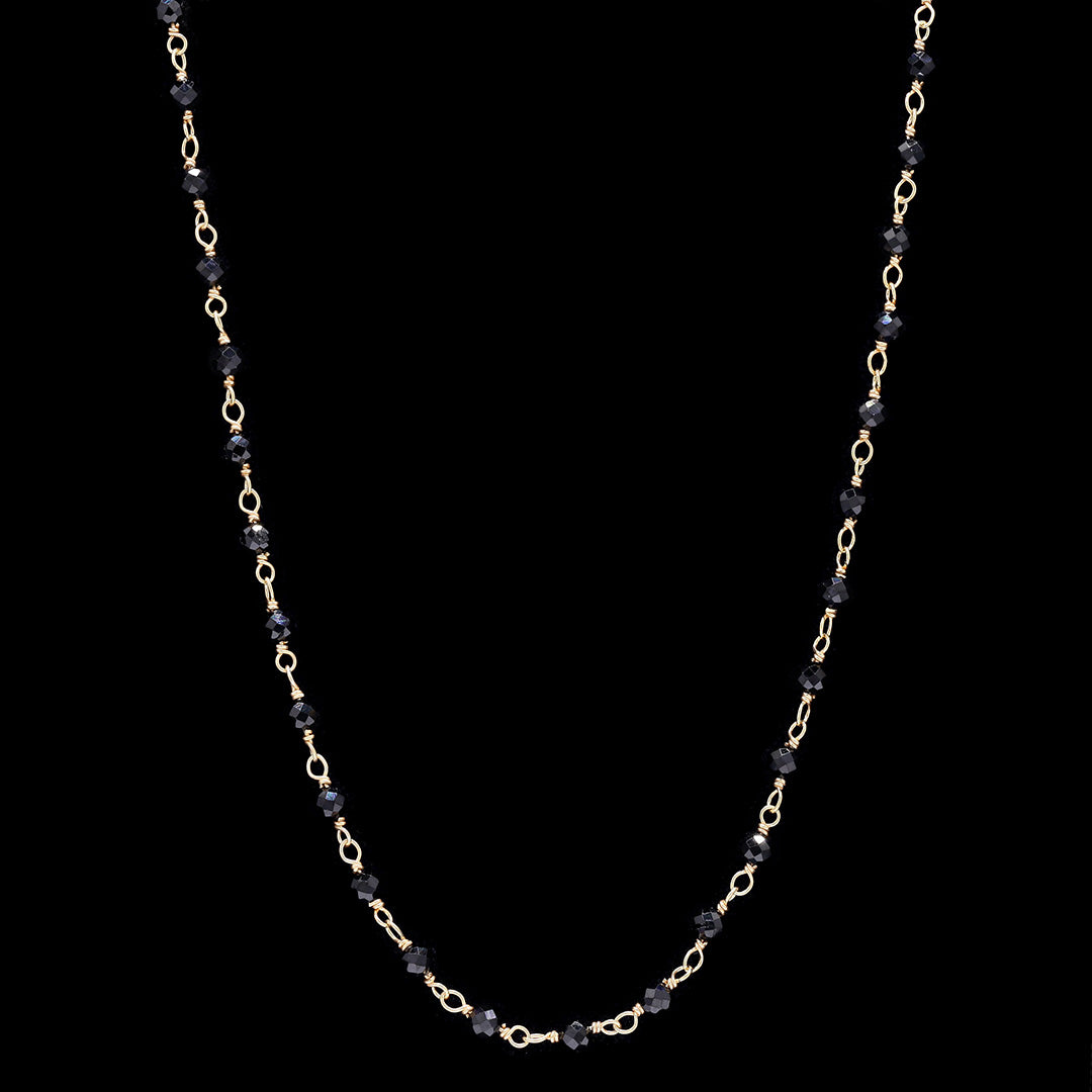 Black Spinel Statement Beads Necklace 2mm