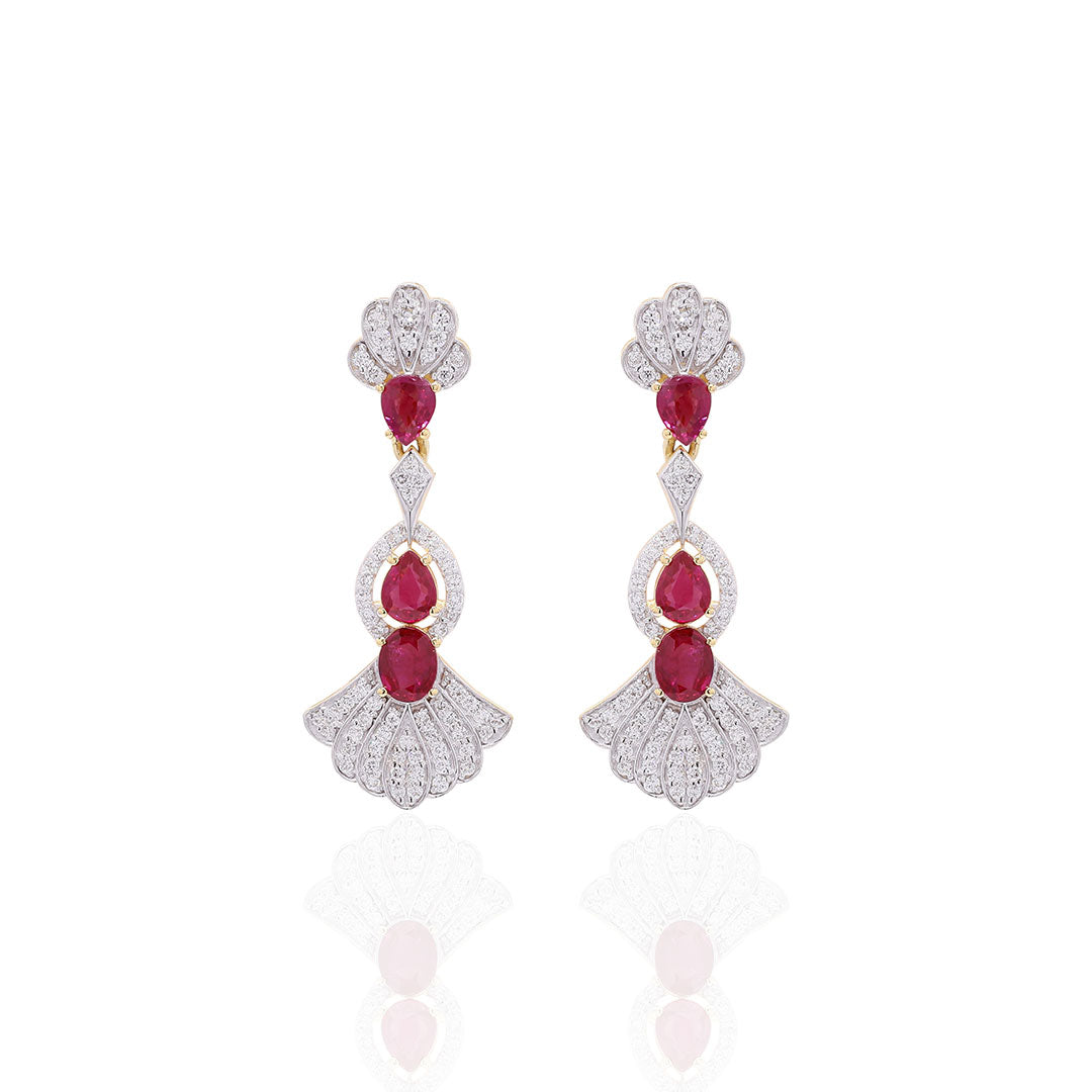 Ruby Radiance Designer Diamond Earrings