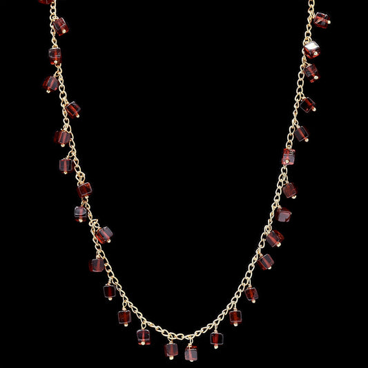 GARNET CUBE NECKLACE WITH MOGRA CHAIN