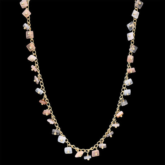 Multi Moonstone Hanging Bead Necklace