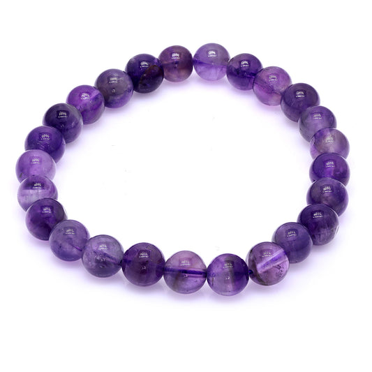 Natural Amethyst Beaded Bracelet 8mm