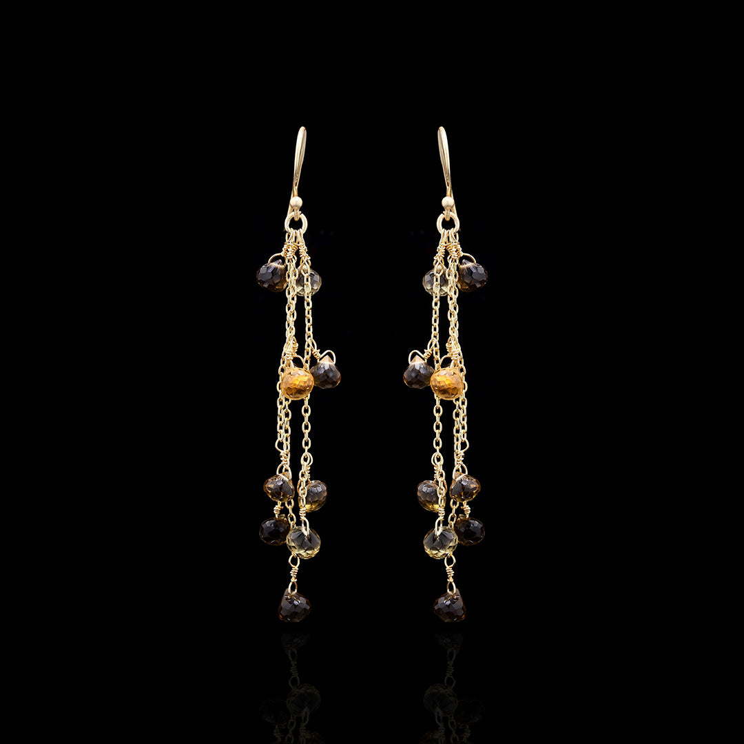 Honey Quartz Chain Earrings
