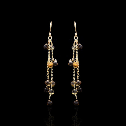 Honey Quartz Chain Earrings