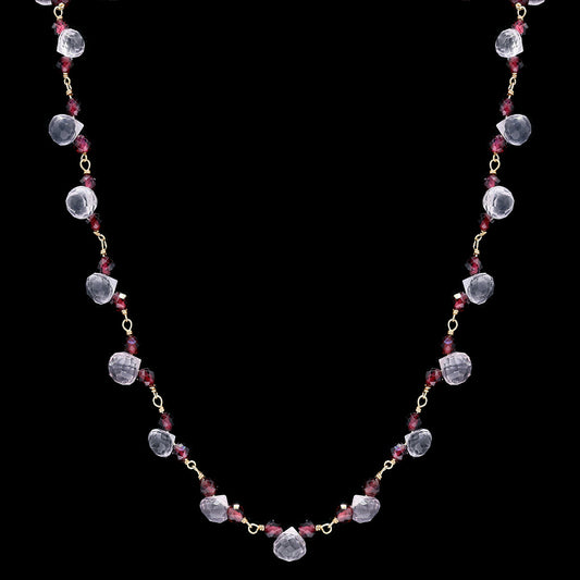 Rose Quartz Drops with Garnet Beads Necklace