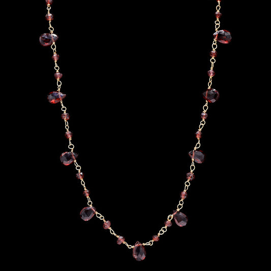 Rose Quartz Drops with Garnet Beads Necklace