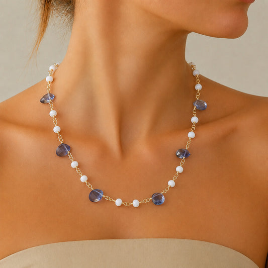 Lolite Drops with Pearl Necklace