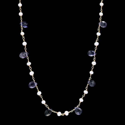 Lolite Drops with Pearl Necklace