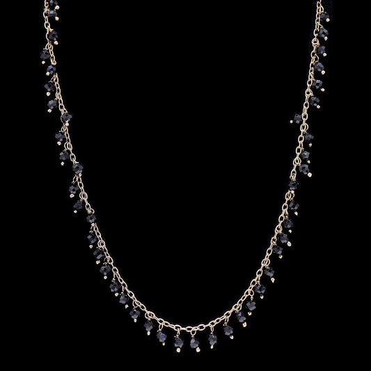 Black Spinel Beads Necklace with Chain