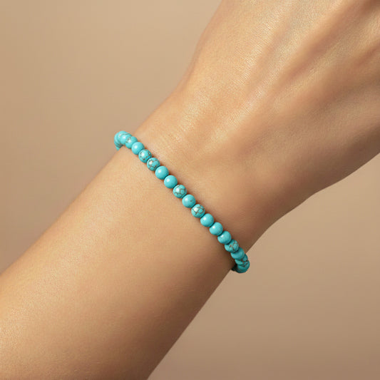 Radiant Sky Turquoise Beaded Bracelet – 4mm