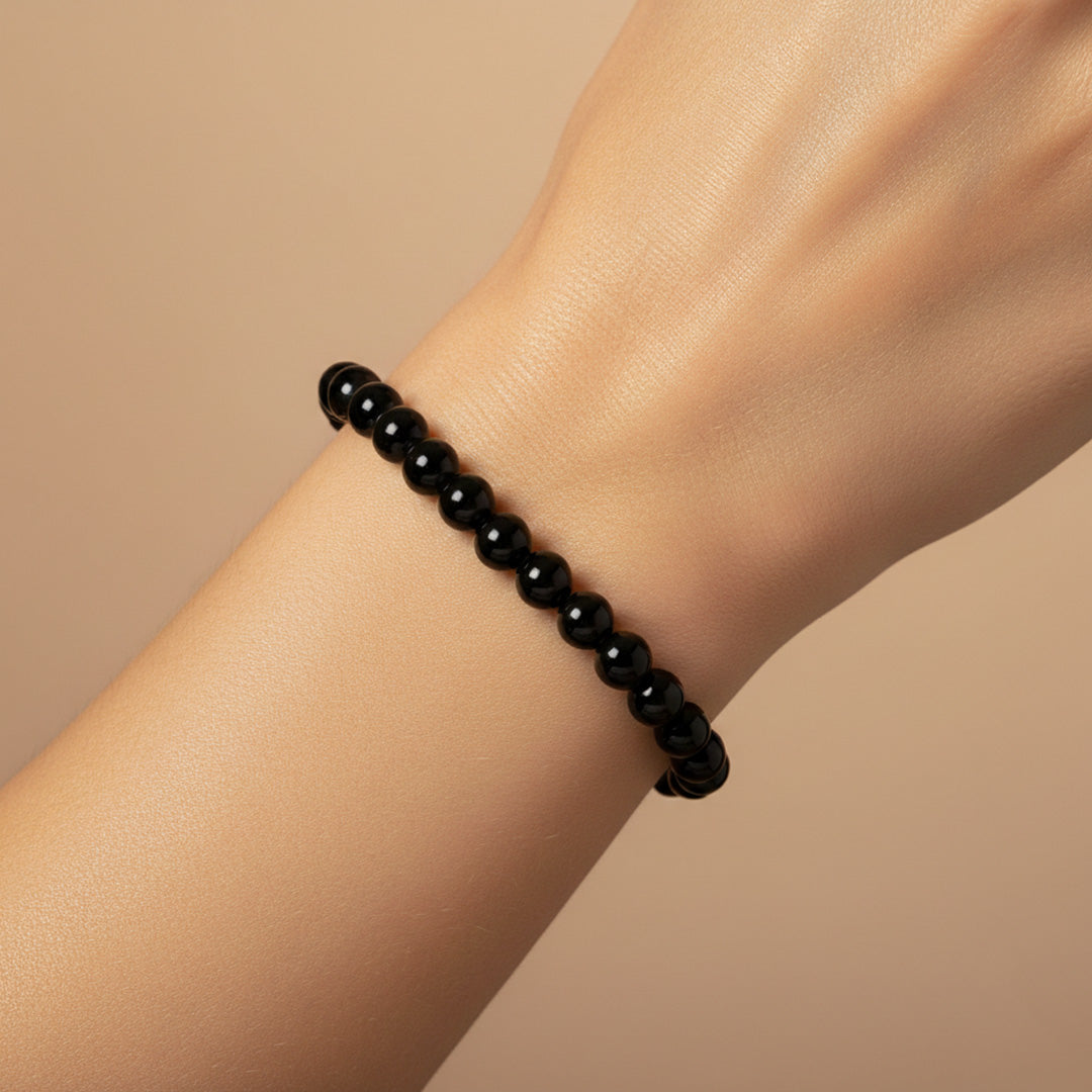 Black Tourmaline Beaded Bracelet – 4mm