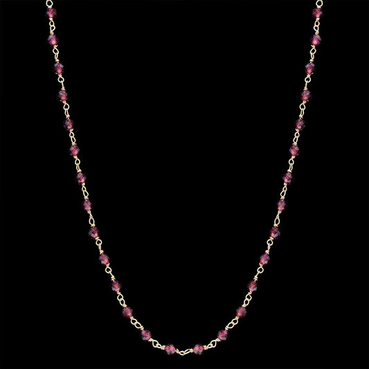 Black Garnet 3MM Beaded Necklace
