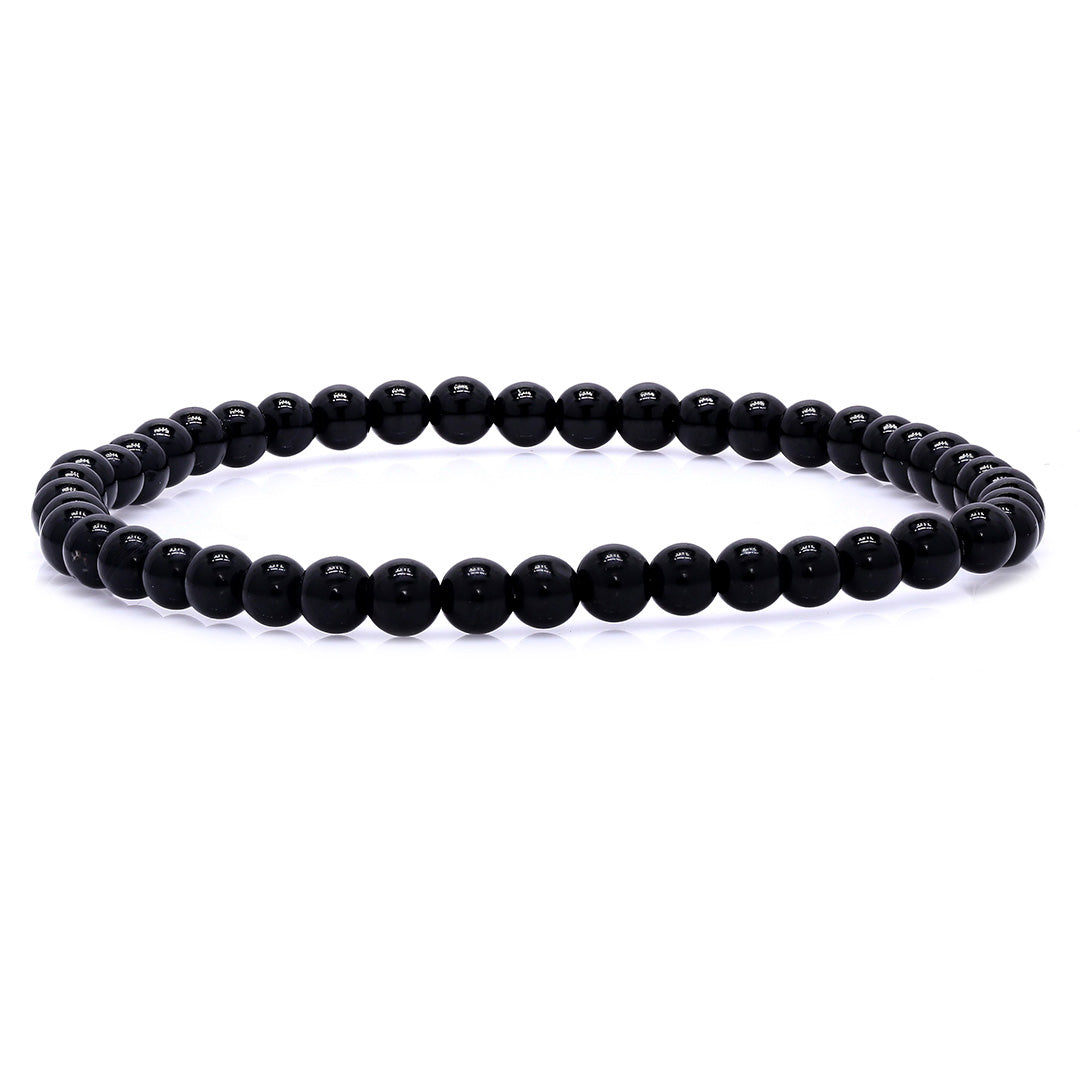 Black Tourmaline Beaded Bracelet – 4mm