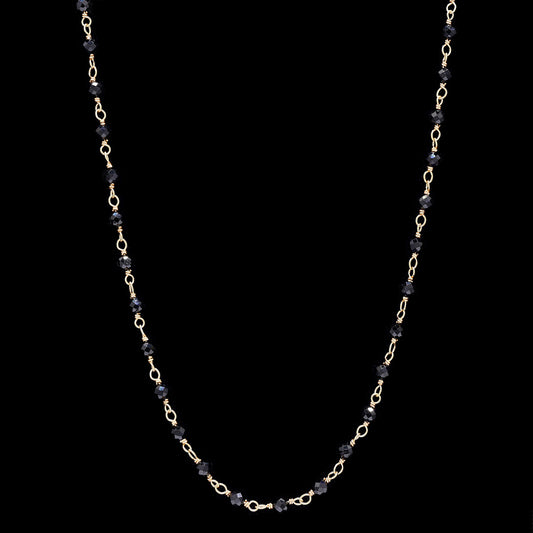 Black Spinel Statement Beads Necklace 3mm