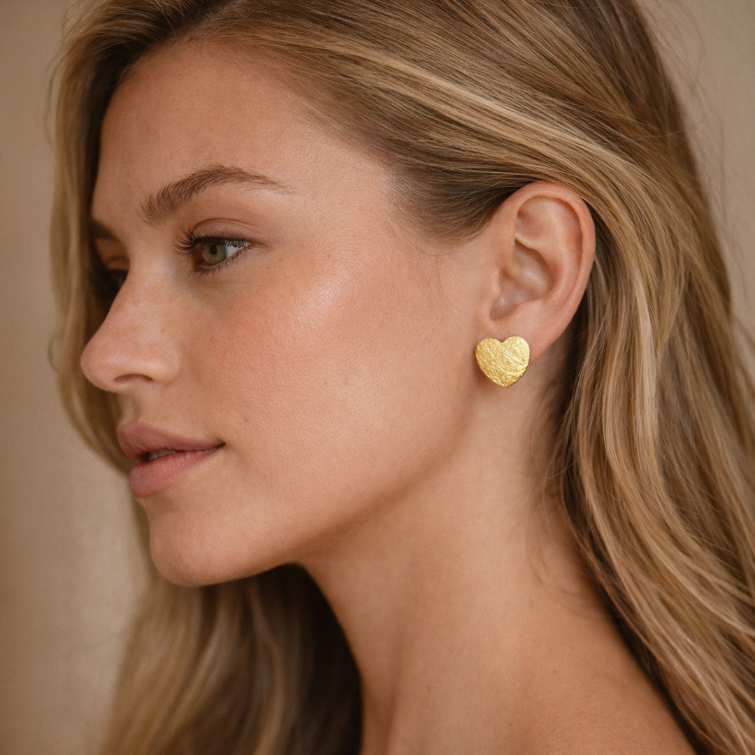 Scratched Heart Earring