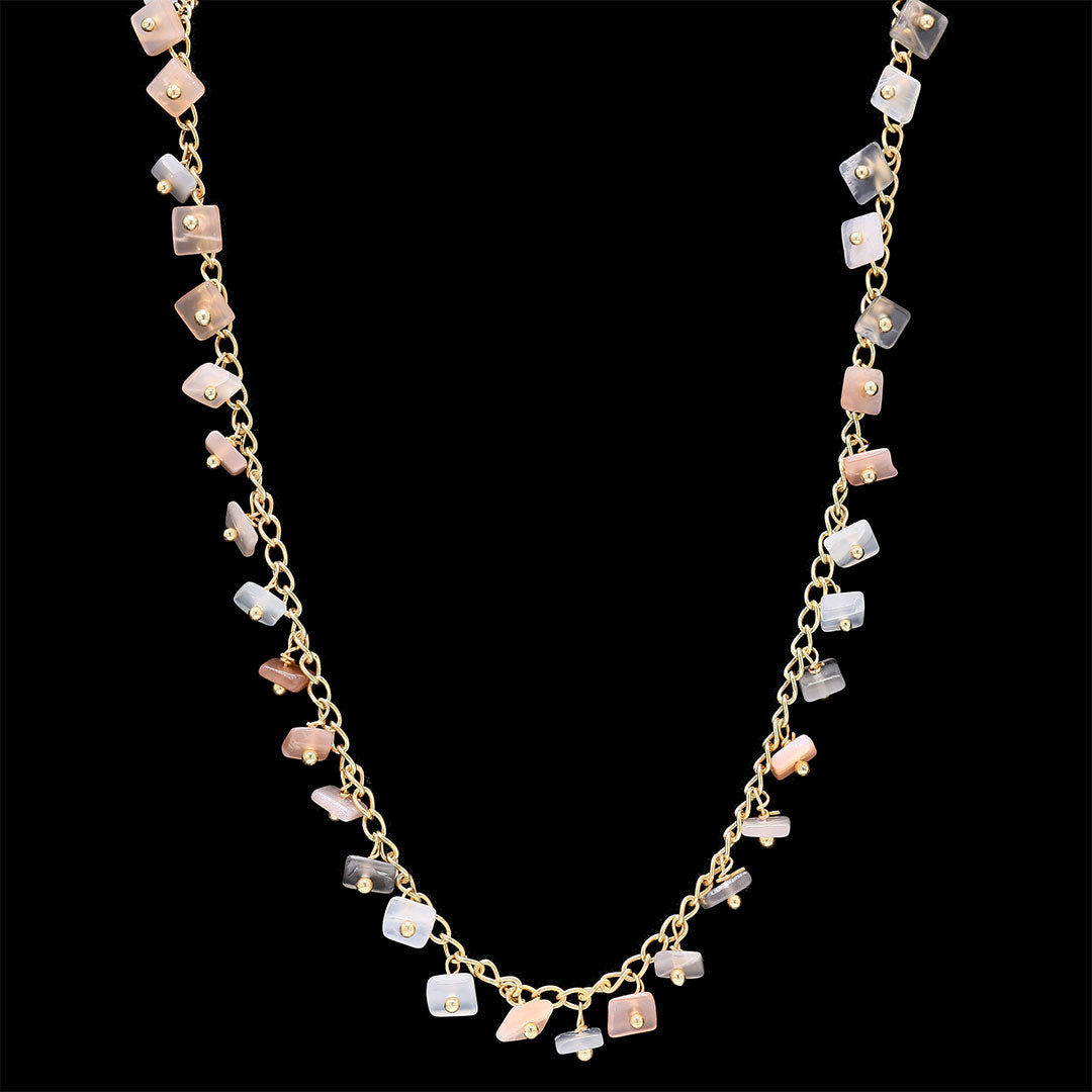 Multi Moonstone Hanging Bead Necklace
