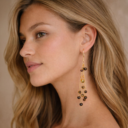 Honey Quartz Chain Earrings
