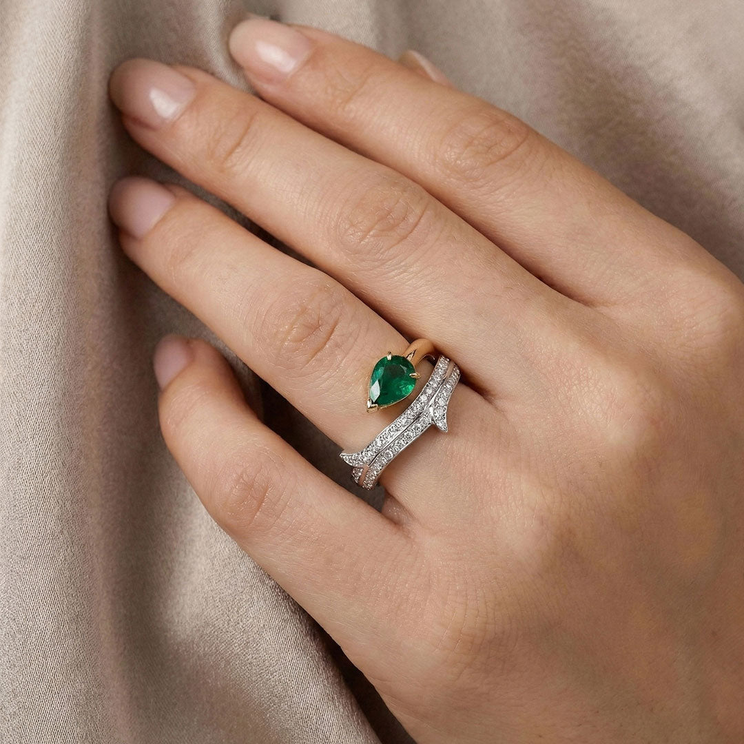 Emerald Vine Diamond Ring