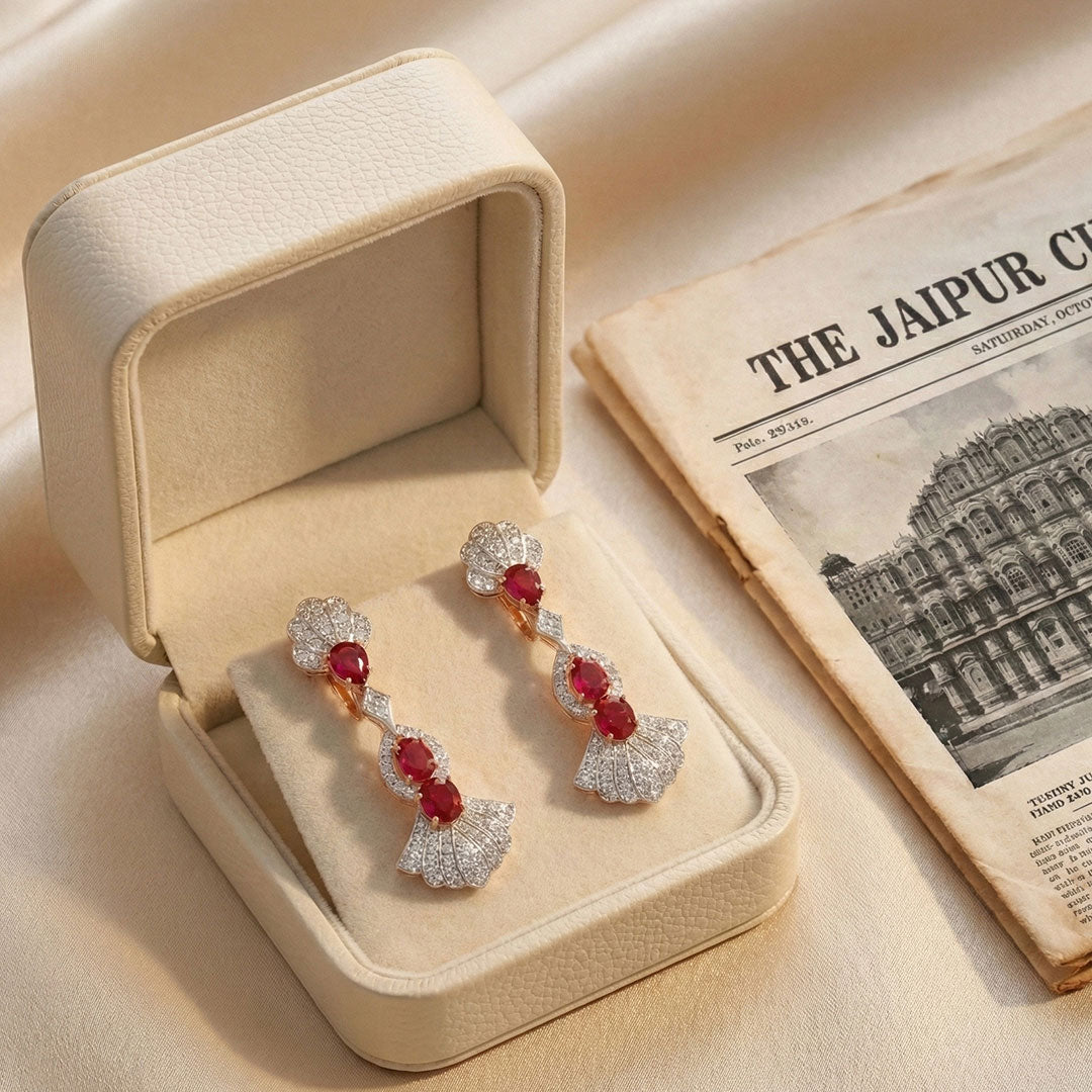 Ruby Radiance Designer Diamond Earrings