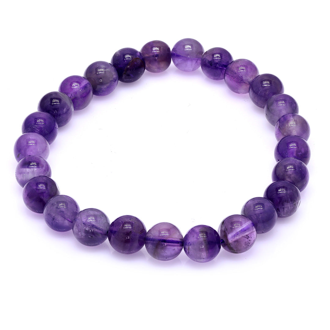 Natural Amethyst Beaded Bracelet 8mm