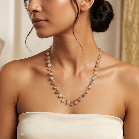Multi Moonstone Hanging Bead Necklace